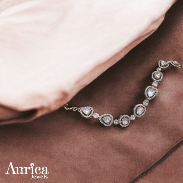 multishaped polki dewdrops in shimmerings cz diamond, loose bracelet