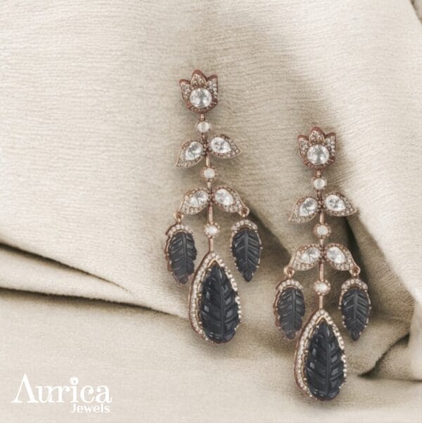 carved onyx stones, polki earrings, flora inspiration